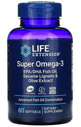 Super OMEGA3 EPA/DHA aux Lignanes de Sésame et Extrait d'Olive 60 Capsules LIFE EXTENSION